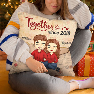 We're Together Since - Couple Personalized Custom Pillow - Gift For Husband Wife, Anniversary