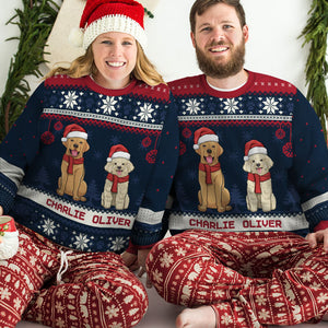 Christmas Dogs - Personalized Custom Unisex Ugly Christmas Sweatshirt, Wool Sweatshirt, All-Over-Print Sweatshirt - Gift For Dog Lovers, Pet Lovers, Christmas Gift