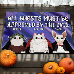 All Guests Must Be Approved By Our Cats - Cats Halloween - Personalized Decorative Mat.