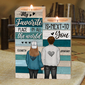 My Favorite Place In All The World - Gift For Couples - Personalized Candle Holder.
