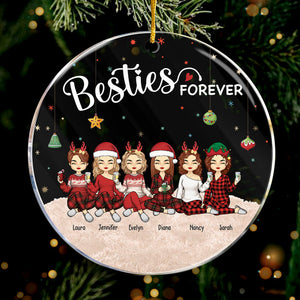 Forever Friends, Forever Young - Bestie Personalized Custom Ornament - Acrylic Round Shaped - Christmas Gift For Best Friends, BFF, Sisters