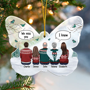 Miss You More Than Anything - Memorial Personalized Custom Ornament - Acrylic Butterfly Shaped - Sympathy Gift, Christmas Gift For Family Members