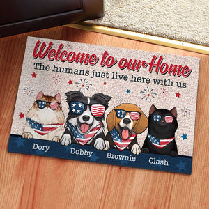 Welcome To Our Home - 4th Of July Funny Personalized Pet Decorative Mat (Cat & Dog).