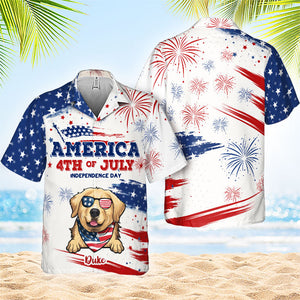 Happy Independence Day - Personalized Hawaiian Shirt - Gift For Dad, Gift For Pet Lovers