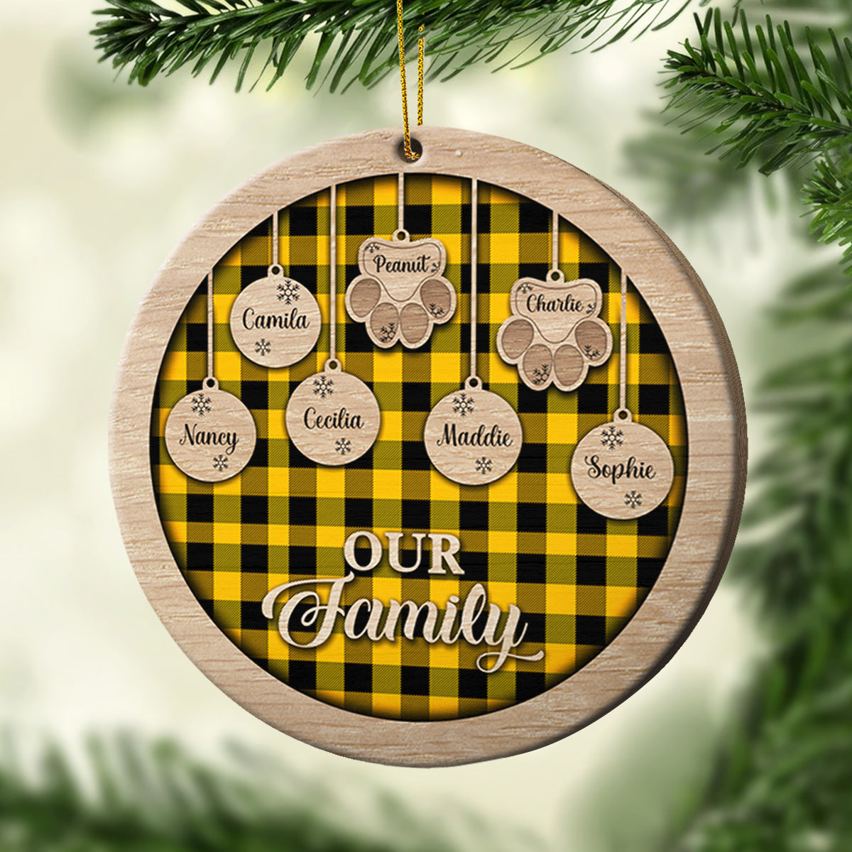 Happy Christmas With Our Family - Personalized Round Ornament.