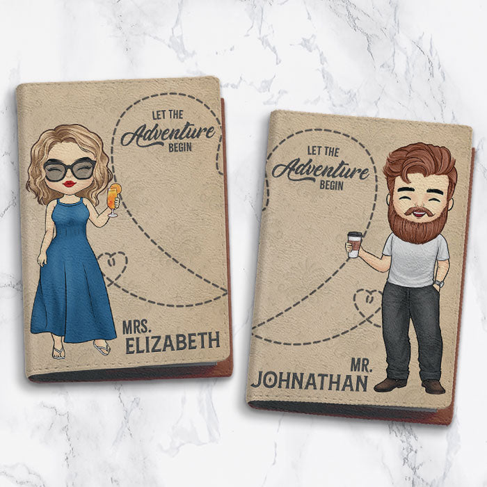Let The Adventure Begin - Personalized Passport Cover, Passport Holder - Gift for Couples, Gift for Travel Lovers - Pawfect House