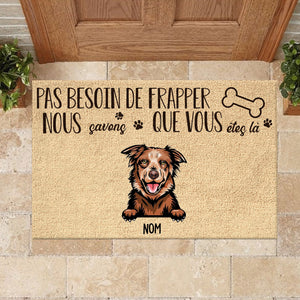 Pas besosin de frapper French - Funny Personalized Dog Decorative Mat.