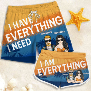 I'm Everything He Need - Personalized Couple Beach Shorts - Gift For Couples, Husband Wife