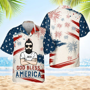 God Bless America - Personalized Hawaiian Shirt - Gift For Dad, Grandpa