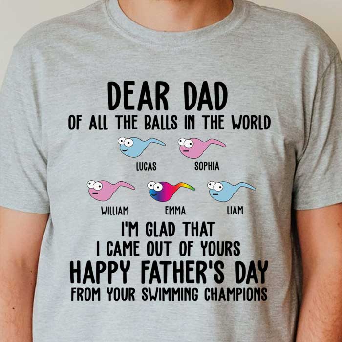 Happy Father's Day From Your Swimming Champions - Gift For Dads - Personalized Unisex T-Shirt.