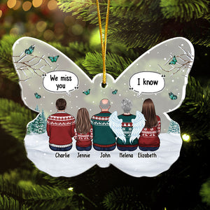 Miss You More Than Anything - Memorial Personalized Custom Ornament - Acrylic Butterfly Shaped - Sympathy Gift, Christmas Gift For Family Members