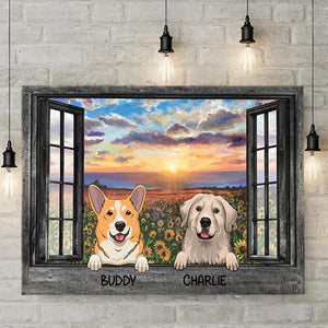 Dogs By The Window - Personalized Horizontal Canvas.