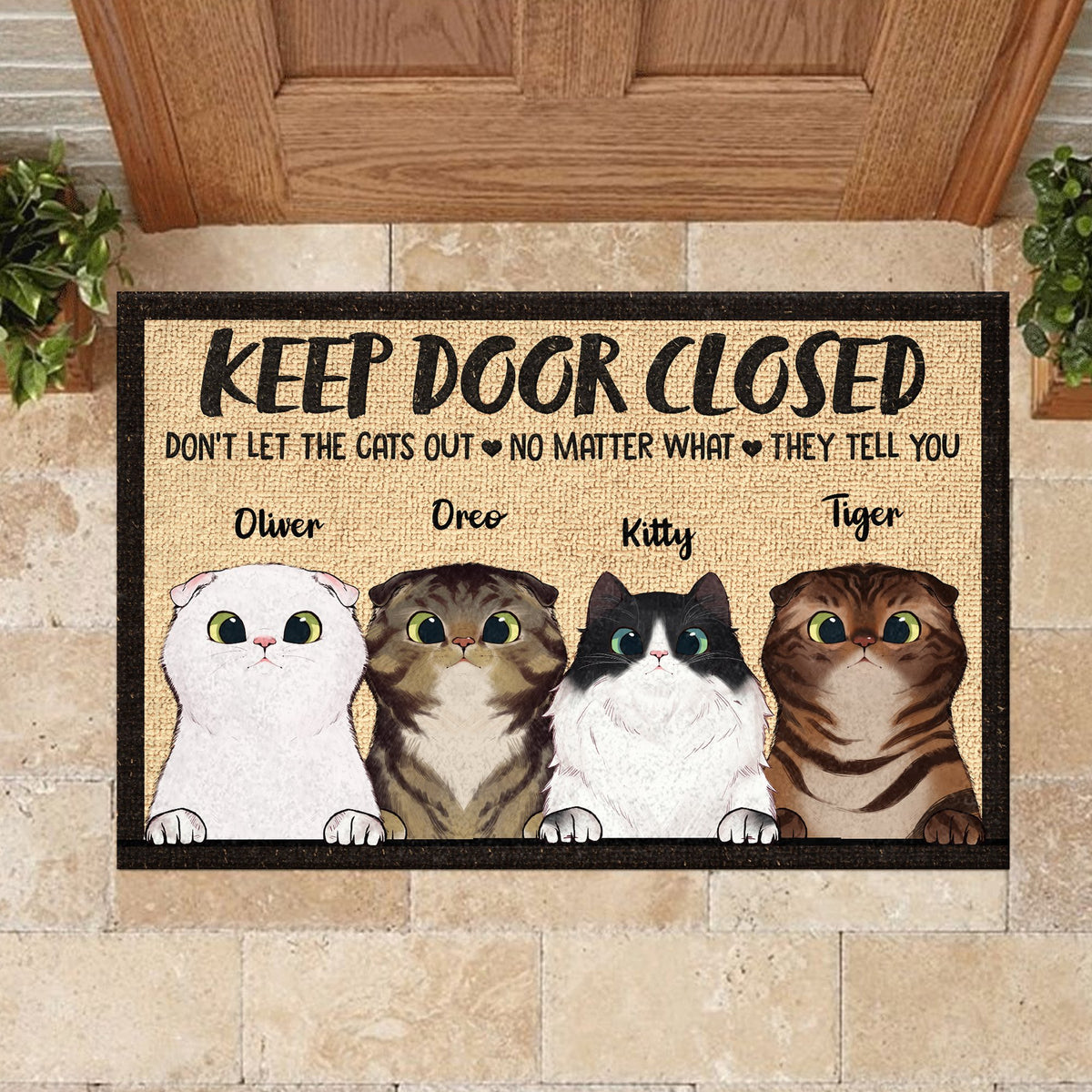 Don't Let The Cats Out - Funny Personalized Cat Decorative Mat (WW).