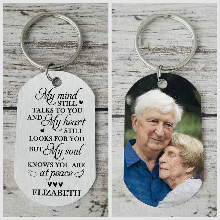 My Soul Knows You Are At Peace - Upload Family Photo - Personalized Keychain.