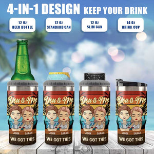 Drinking & Travels Partner For Life - Personalized Can Cooler - Gift For Couples, Husband Wife