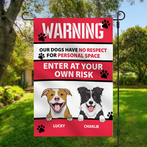 Enter Your Own Risk - Funny Personalized Dog Garden Flag.