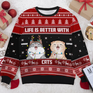 Life Is Better With Cats - Personalized All-Over-Print Sweatshirt.