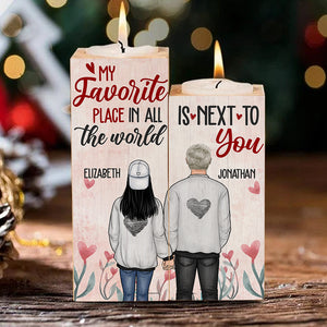 My Favorite Place In All The World Is Next To You - Gift For Couples - Personalized Candle Holder.