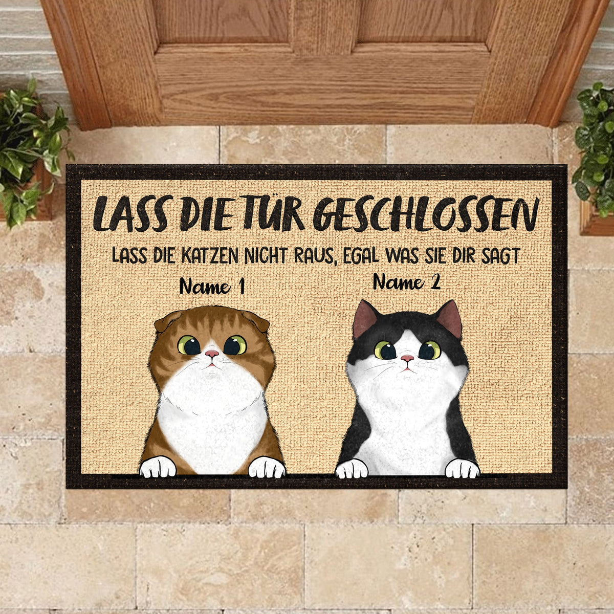 Lassen Sie die Katzen nicht raus German - Funny Personalized Cat Decorative Mat.