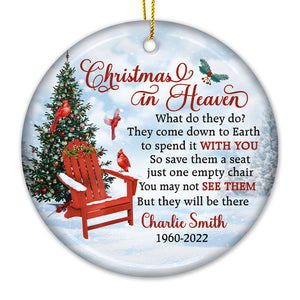 They Come Down To Earth To Spend Christmas With You - Memorial Personalized Custom Ornament - Ceramic Round Shaped - Sympathy Gift, Christmas Gift For Family