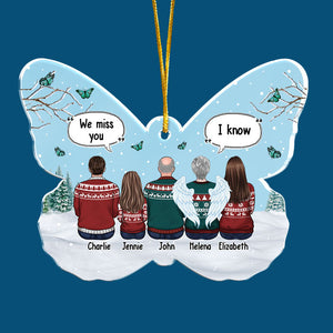 Miss You More Than Anything - Memorial Personalized Custom Ornament - Acrylic Butterfly Shaped - Sympathy Gift, Christmas Gift For Family Members