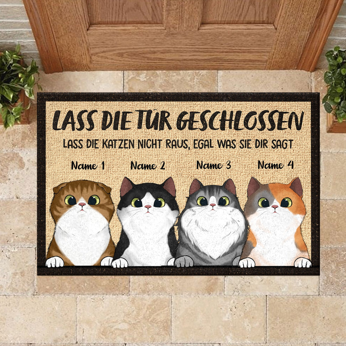 Lassen Sie die Katzen nicht raus German - Funny Personalized Cat Decorative Mat.