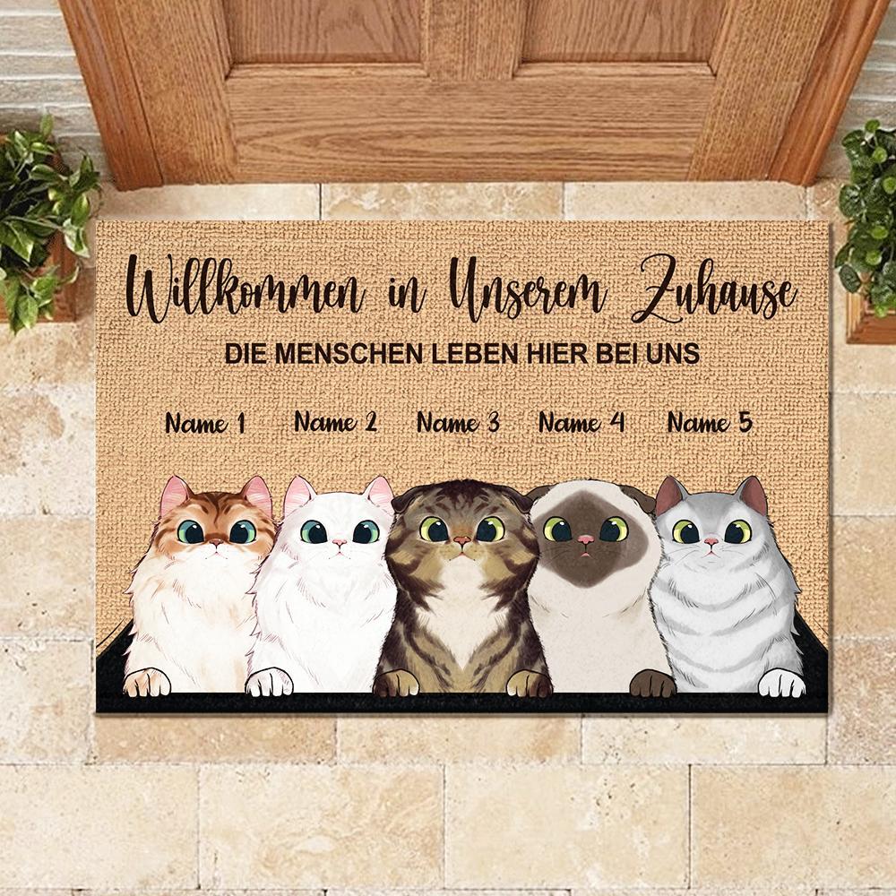 Willkommen in meinem Zuhause German - Funny Personalized Cat Decorative Mat.