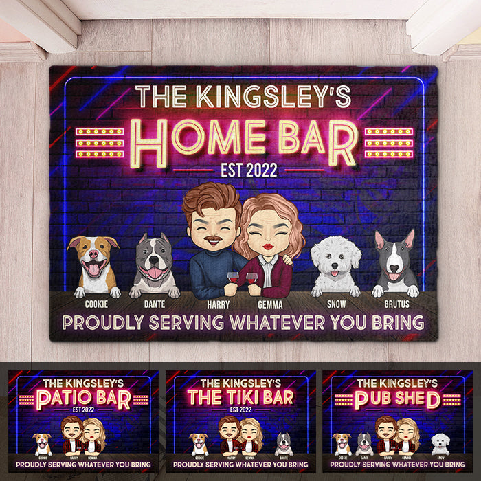 Proudly Serving Whatever You Bring - Gift For Couples, Husband Wife, Personalized Decorative Mat.