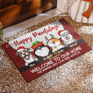 Happy Pawlidays Welcome To Our Home - Dog & Cat Personalized Custom Decorative Mat -  Christmas Gift For Pet Owners, Pet Lovers