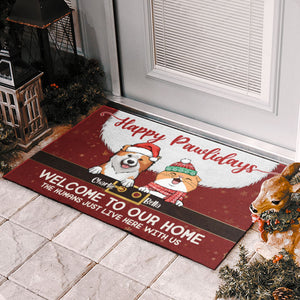 Happy Pawlidays Welcome To Our Home - Dog & Cat Personalized Custom Decorative Mat -  Christmas Gift For Pet Owners, Pet Lovers