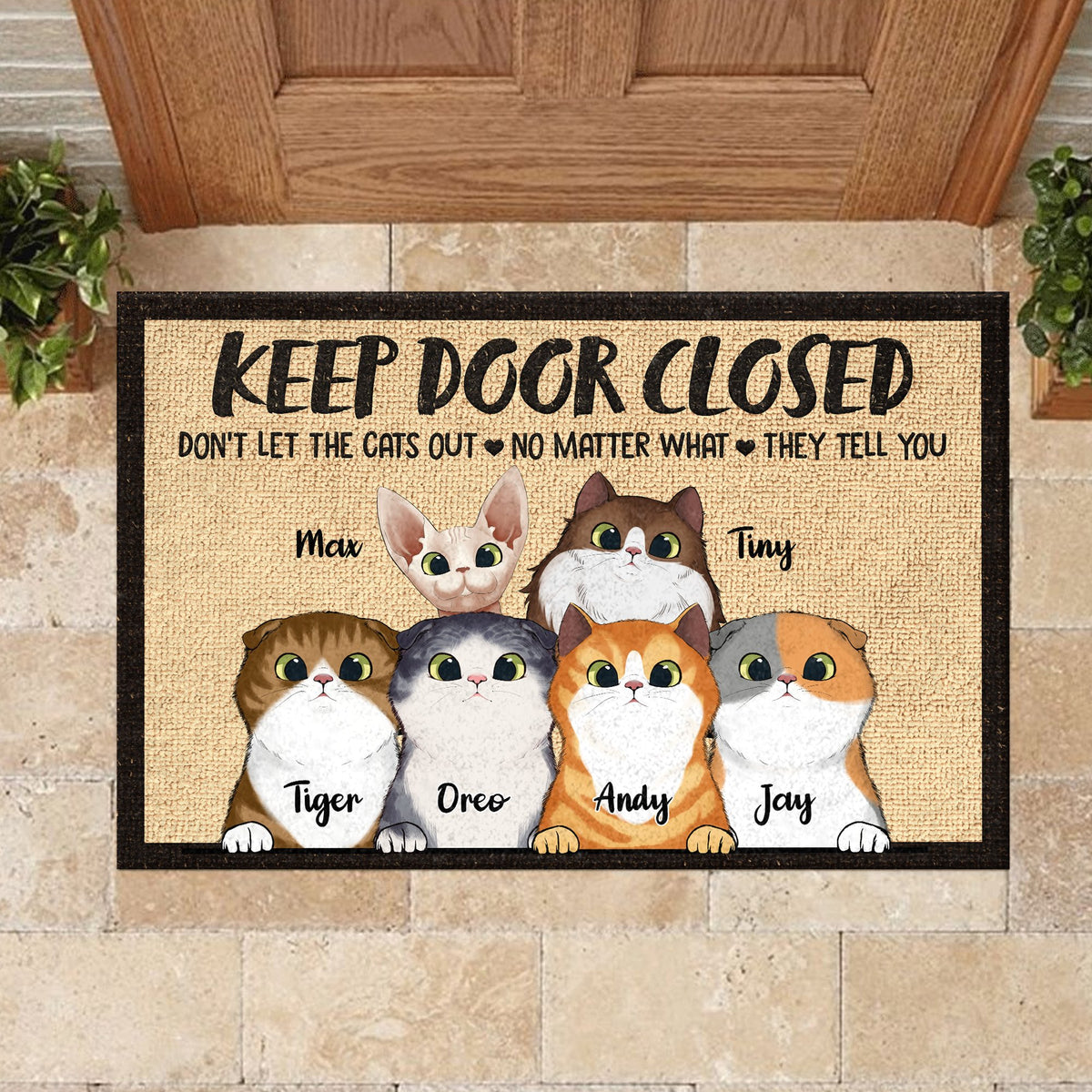 Don't Let The Cats Out - Funny Personalized Cat Decorative Mat (WW).