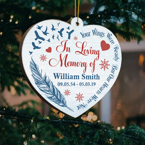 Your Wings Were Ready - Personalized Custom Heart Shaped Wood Christmas Ornament