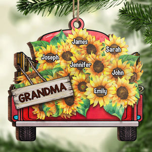 You're My Sunshine - Personalized Custom Car Shaped Wood Christmas Ornament - Gift For Grandma, Grandparents, Christmas Gift