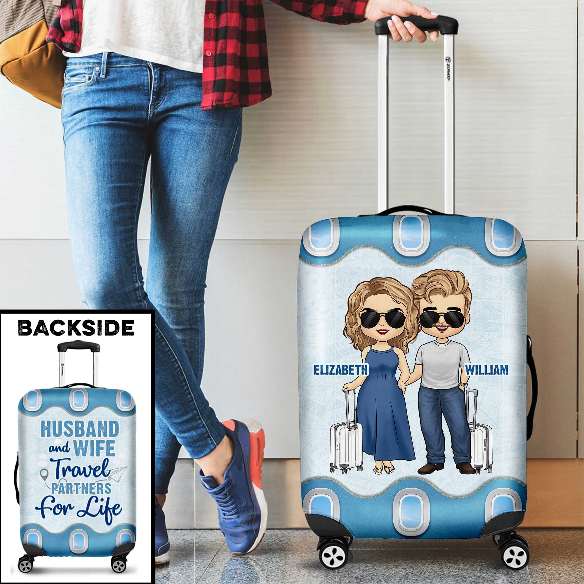 Personalized Custom Luggage Cover - Gift For Traveling Lovers