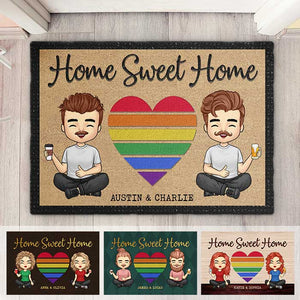 There Is No Place Like Home - Personalized Decorative Mat - Gift For Couples, Husband Wife