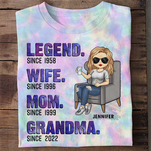 Legend Wife Mom Grandma Since Year - Gift For Mom, Grandma, Personalized Unisex All-Over Printed T-Shirt