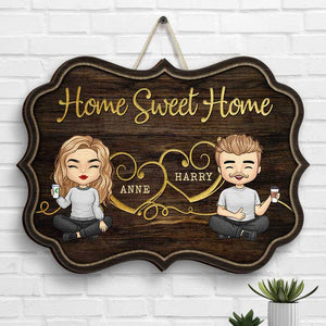 Home Sweet Home - Gift For Couples, Husband Wife - Personalized Shaped Wood Sign