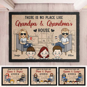 There Is No Place Like Grandma & Grandpa's House - Gift For Couples, Husband Wife - Personalized Decorative Mat