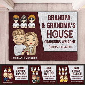 Grandpa & Grandma's House, Grandkids Welcome - Gift For Couples, Husband Wife - Personalized Decorative Mat