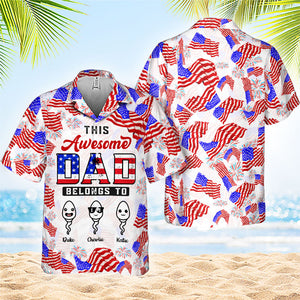 This Awesome Dad Belongs To - Personalized Hawaiian Shirt - Gift For Dad