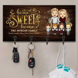 Home Sweet Home, Home Is Where You Hang Your Heart - Personalized Key Hanger, Key Holder - Gift For Couples, Husband Wife