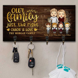 Our Family Just The Right Chaos And Love - Personalized Key Hanger, Key Holder - Gift For Couples, Husband Wife