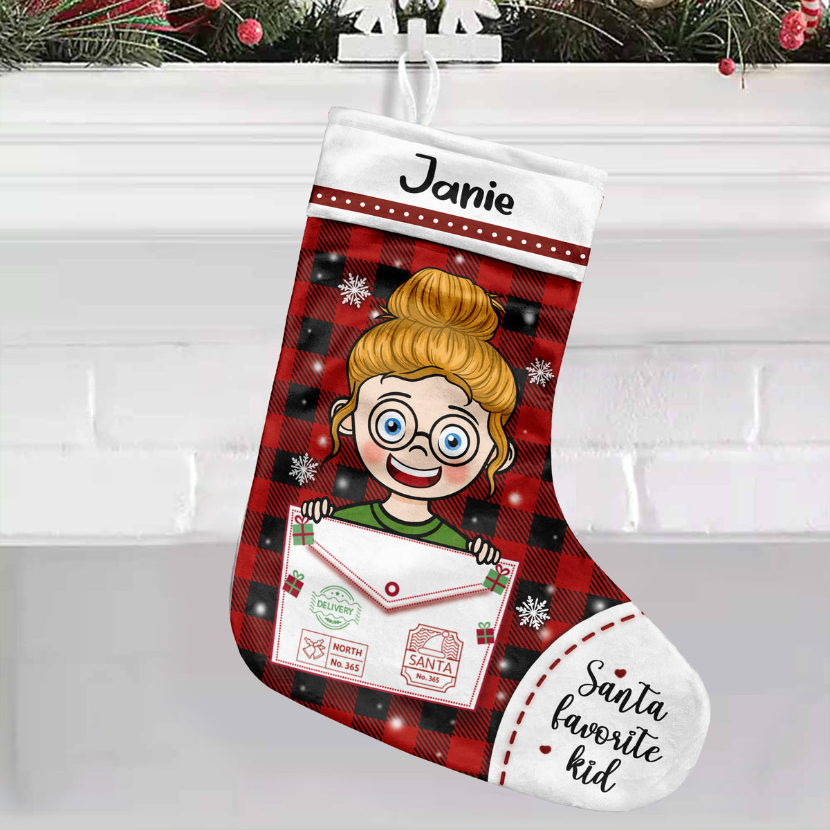 Santa's Favorite Kid - Happy Christmas - Personalized Christmas Stocking.