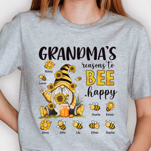 Grandma's Reasons To Bee Happy - Gift For Grandma, Personalized Unisex T-shirt, Hoodie