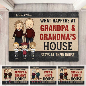 What Happens At Grandpa & Grandma's House - Gift For Couples, Husband Wife - Personalized Decorative Mat