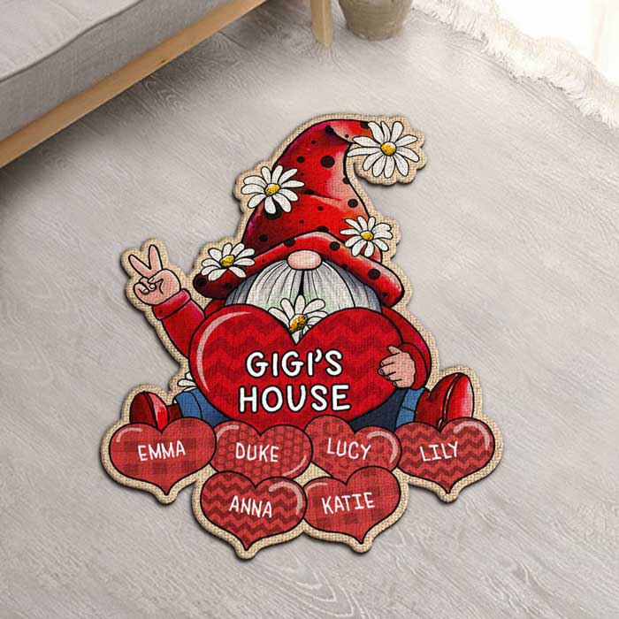 Nana & Kids Hearts - Personalized Shaped Decorative Mat - Gift For Mom, Grandma