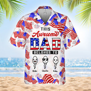 This Awesome Dad Belongs To - Personalized Hawaiian Shirt - Gift For Dad