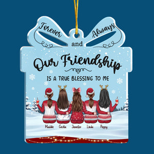 Our Friendship Is A Million Little Things - Personalized Custom Gift Box Shaped Acrylic Christmas Ornament - Gift For Bestie, Best Friend, Sister, Birthday Gift For Bestie And Friend, Christmas Gift