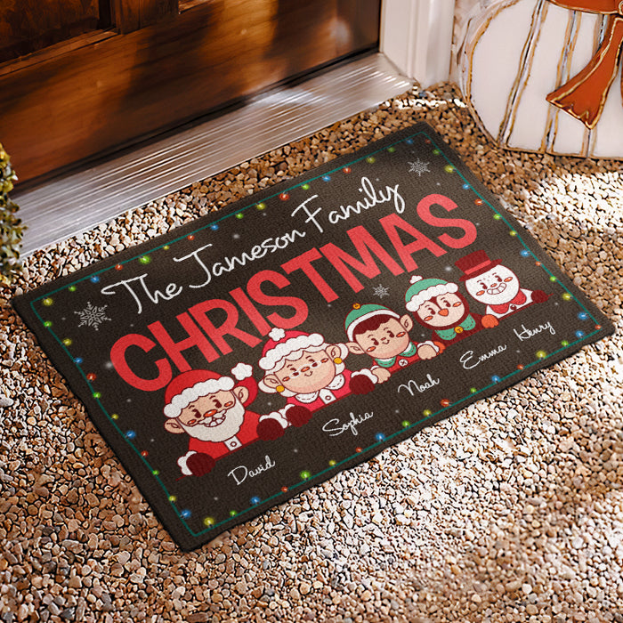 Happy Christmas With Our Family - Personalized Decorative Mat.