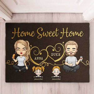 Home Sweet Home With Our Kids - Personalized Decorative Mat - Gift For Couples, Gift For Pet Lovers